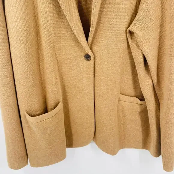 J. Crew Schoolboy Sweater Blazer Camel Brown Cotton Knit Long Sleeve Size 2X - Picture 6 of 10